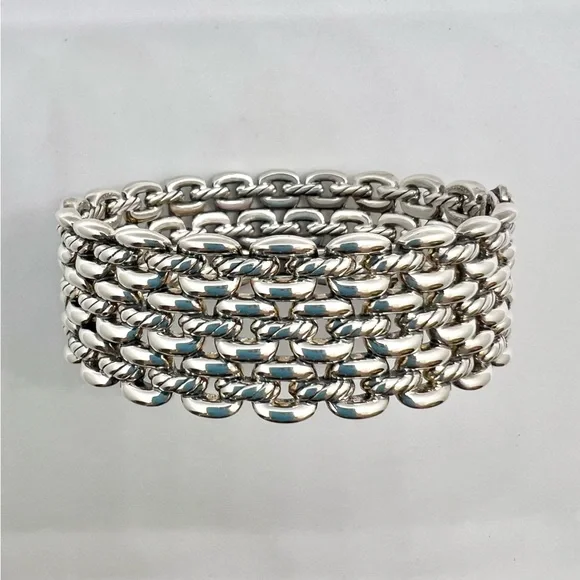 David Yurman Thoroughbred 3-Row Cuff Bracelet - Picture 6 of 16